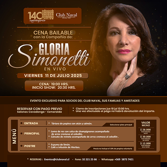 Cena Bailable con Gloria Simonetti