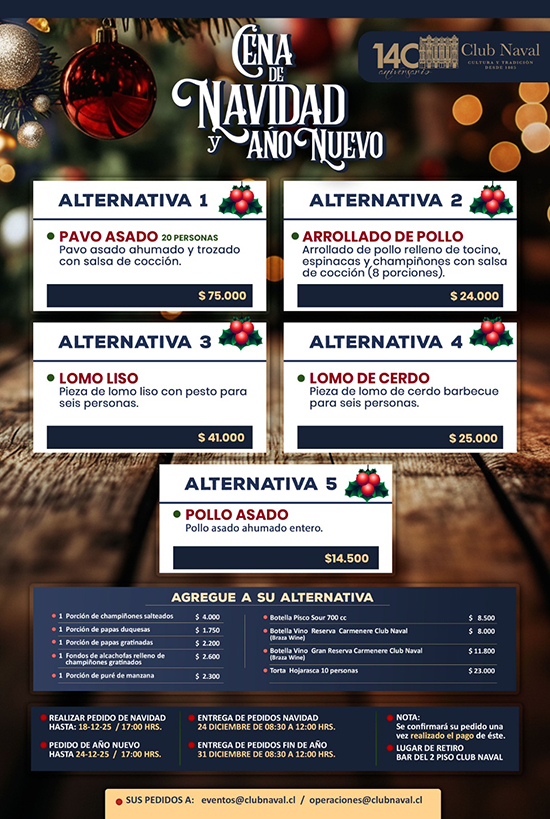 Menú Navidad y Año Nuevo